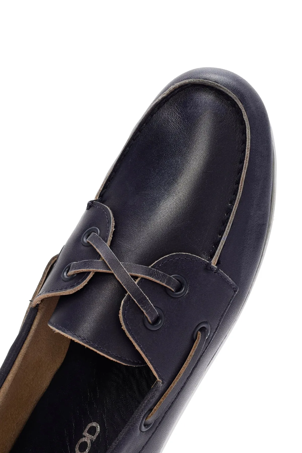 Kadın Lacivert Deri Maskülen Loafer