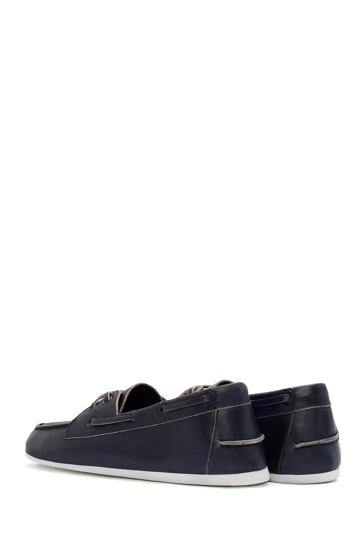 Kadın Lacivert Deri Maskülen Loafer