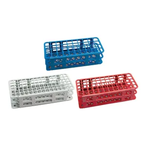 Kartell 1211Z41CS 225665-0002 Blue PP Wet/Dry Test Tube Rack for 20 mm Test Tubes, 40 Place (Pack of 5)
