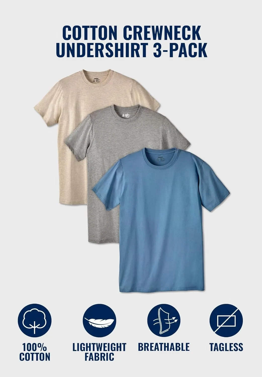 KingSize Men's Big & Tall 3-Pack Cotton Crewneck Undershirt