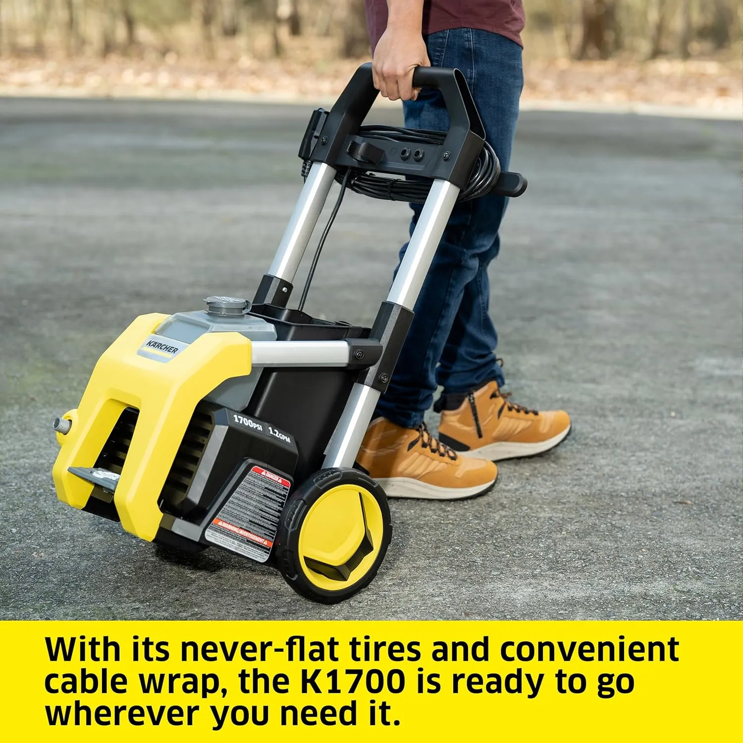 Kärcher Pressure Washer K1700, 3 Spray Nozzles, Detergent Tank, For Cars, Driveways, Siding, Patios, 2125 max. PSI, 1.46 max. GPM
