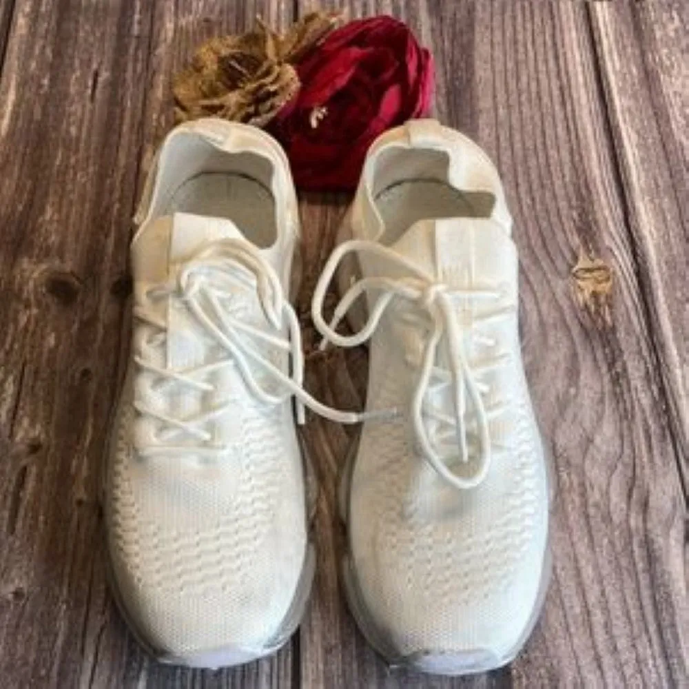 La Sheelah New Bubble Air Cushion Lace Up Knitted White Sneakers 8M