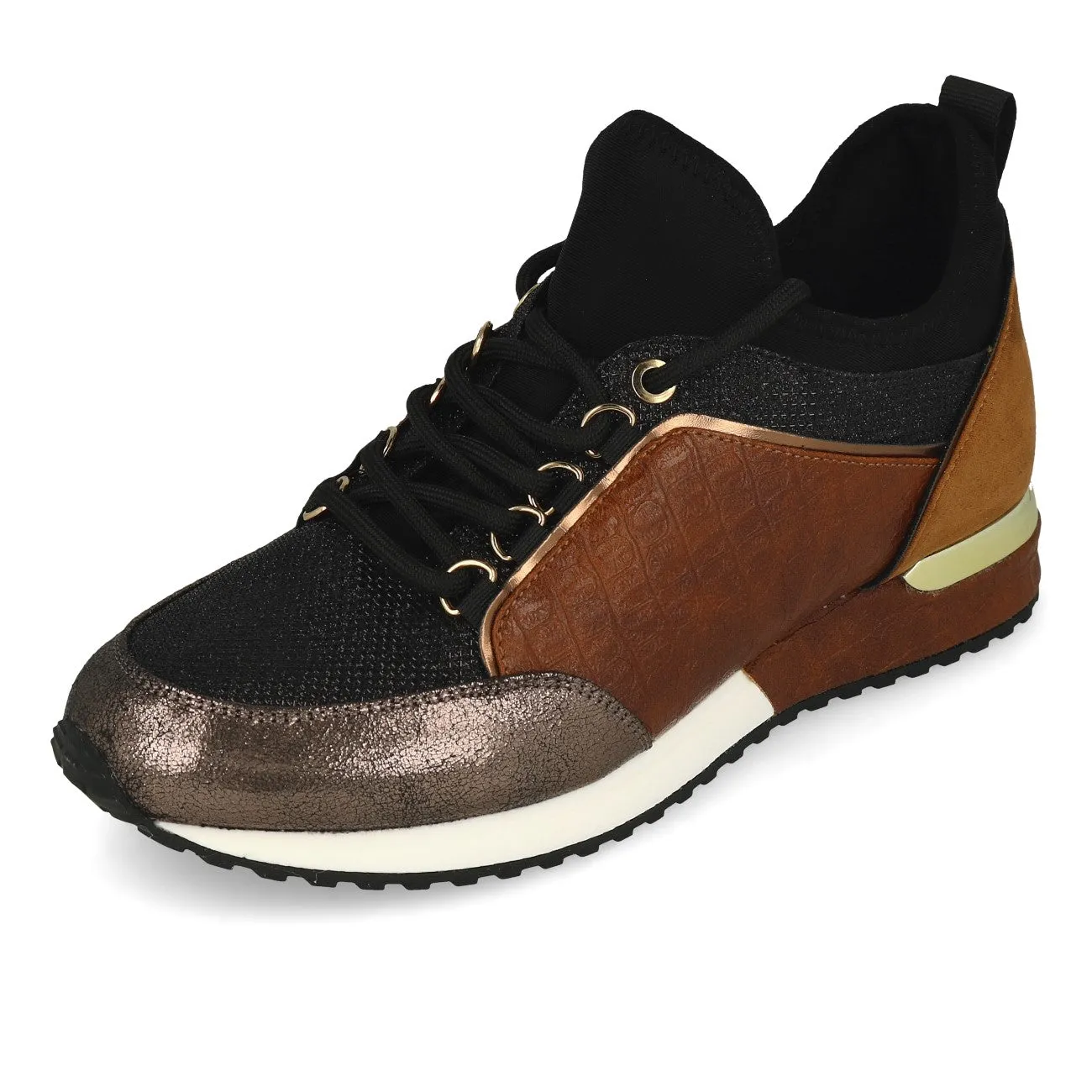 La Strada Laced Up Damen Sneaker Cracked Bronze Glitter