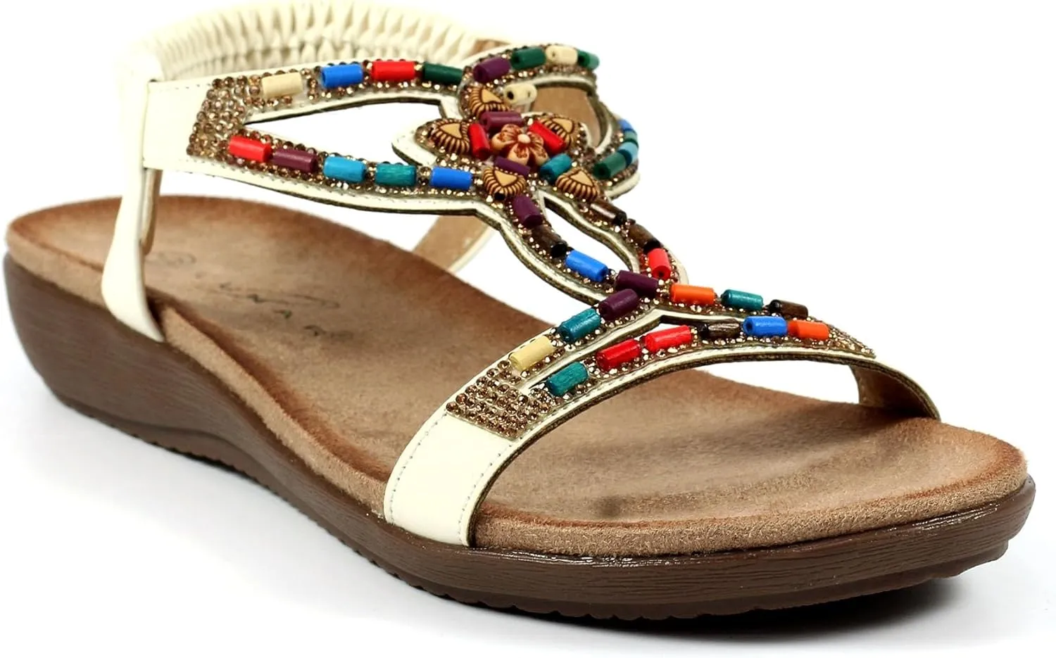 Ladies Mariella White Beaded Sandal