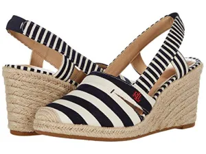 Lauren Ralph Lauren Penelopie Wedge Espadrille Navy/Cream Mixed Stripe 8 B (M)