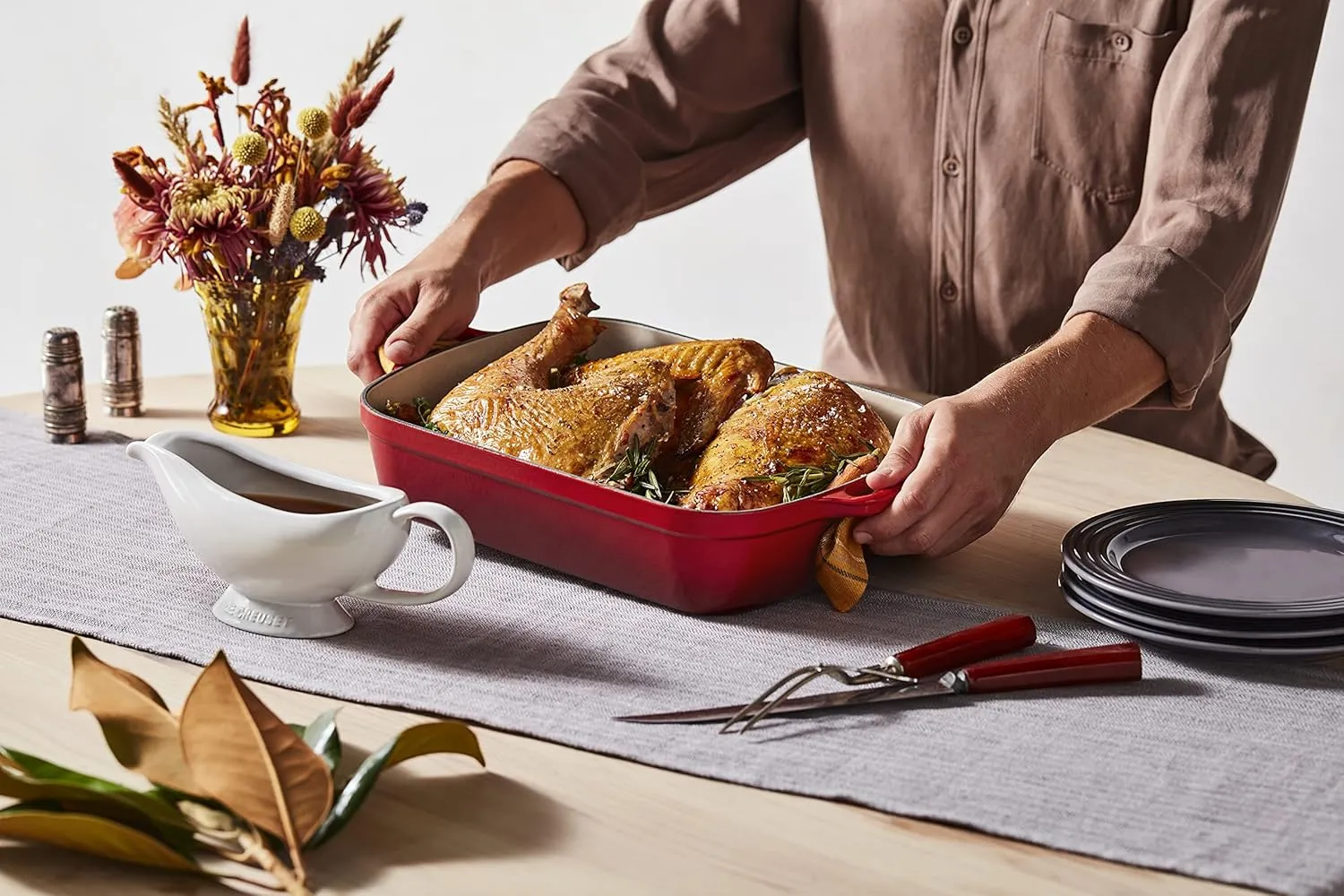 Le Creuset Heritage Stoneware Gravy Boat, Artichaut