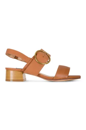 Leather Sandal with buckle | Brandy | NOVA YY