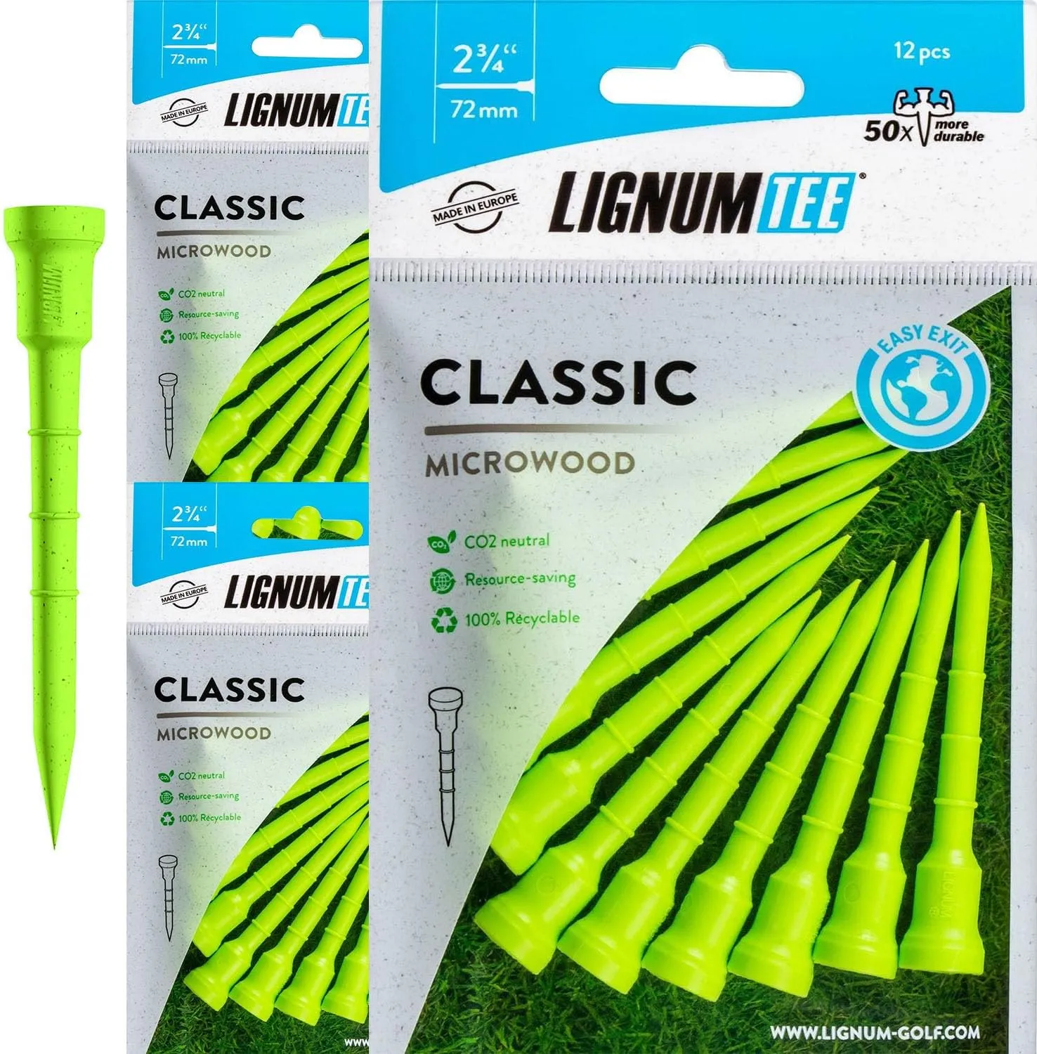 LIGNUM Unbreakable Microwood Golf Tees 50x More Durable/Adjustable Golf Tee/Innovative Wood Fiber and Natural Adhesives/Golf Tee, Golf Tees, Tees Golf, Golf Ball Tees/Pack of 3