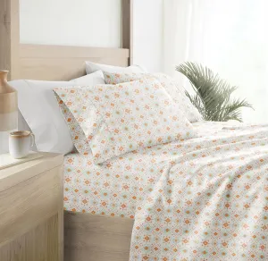 Linen Market Double-Brushed Patterned Microfiber Queen Sheet Set 4 Piece – Oeko-TEX Certified Ultra Soft & Wrinkle-Free - 16" Deep Pocket Sheets - Easy Care Queen Size - Aztec Dreams Coral