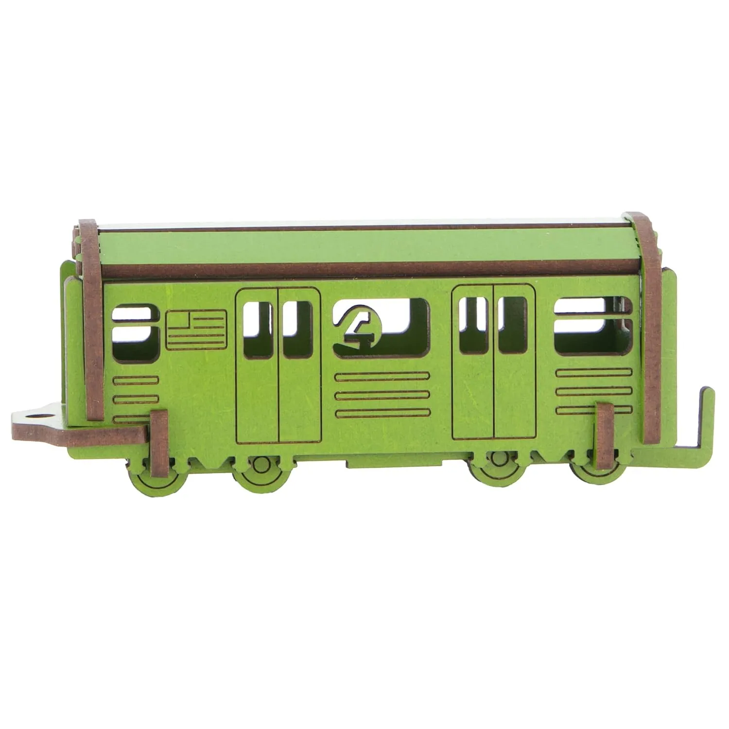Little & Wood: Woodlet: Medium - NYC Subway 4 Train - Green, 3D Wooden Kit-Set, City Transportation Puzzle, Easy Assembly, Pop Build Fun, Ages 6 