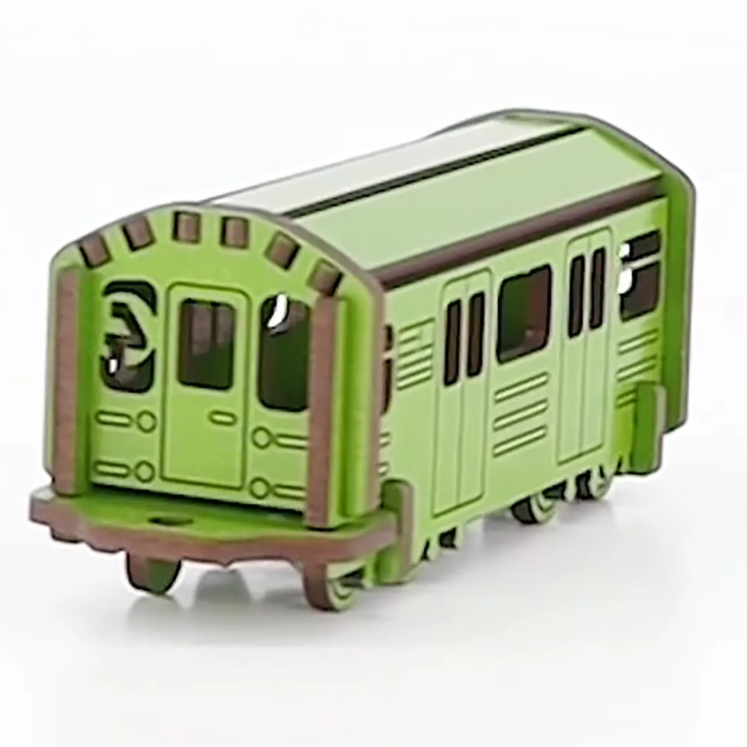 Little & Wood: Woodlet: Medium - NYC Subway 4 Train - Green, 3D Wooden Kit-Set, City Transportation Puzzle, Easy Assembly, Pop Build Fun, Ages 6 