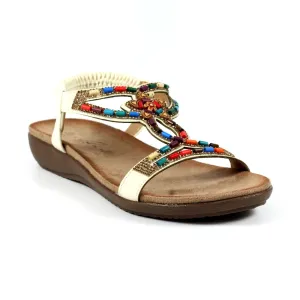 Lunar Mariella Women's Beaded Sandal White