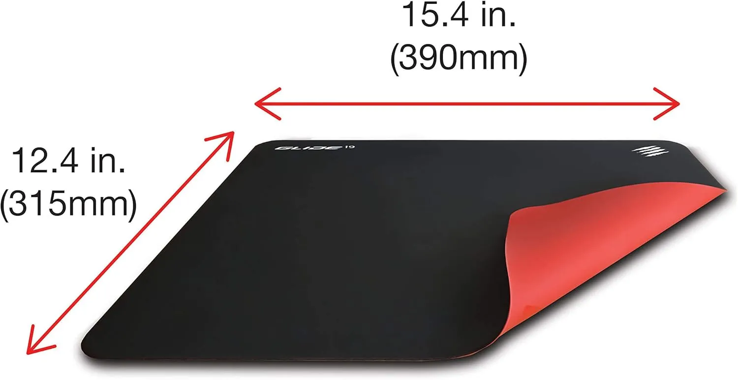 Mad Catz The Authentic G.L.I.D.E. 19 High Performance Gaming Mouse Pad Water Resistant Gaming Surface With Heat Bonded Edges And Non-Slip Silicone Base 12.4 x 15.4 in, Black