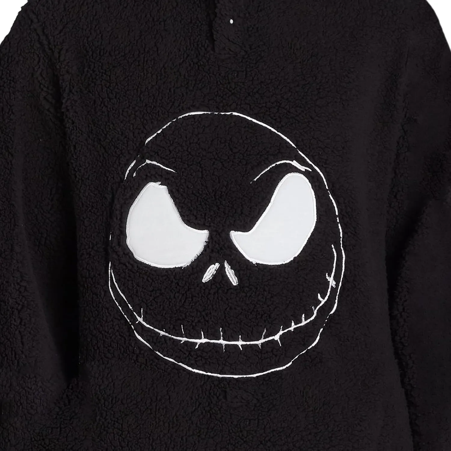 Mad Engine Nightmare Before Christmas Men's Pullover Sweater Jack Skellington Adult 1/4 Snap Fuzzy Jacket