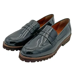 Maeve Navy Patent Loafer with Penny Strap