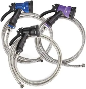 Master Equipment 6-in-1 Spray Hoses — Versatile, Brightly Colored Hoses for Use in Pet Grooming Shops - 60", Blue