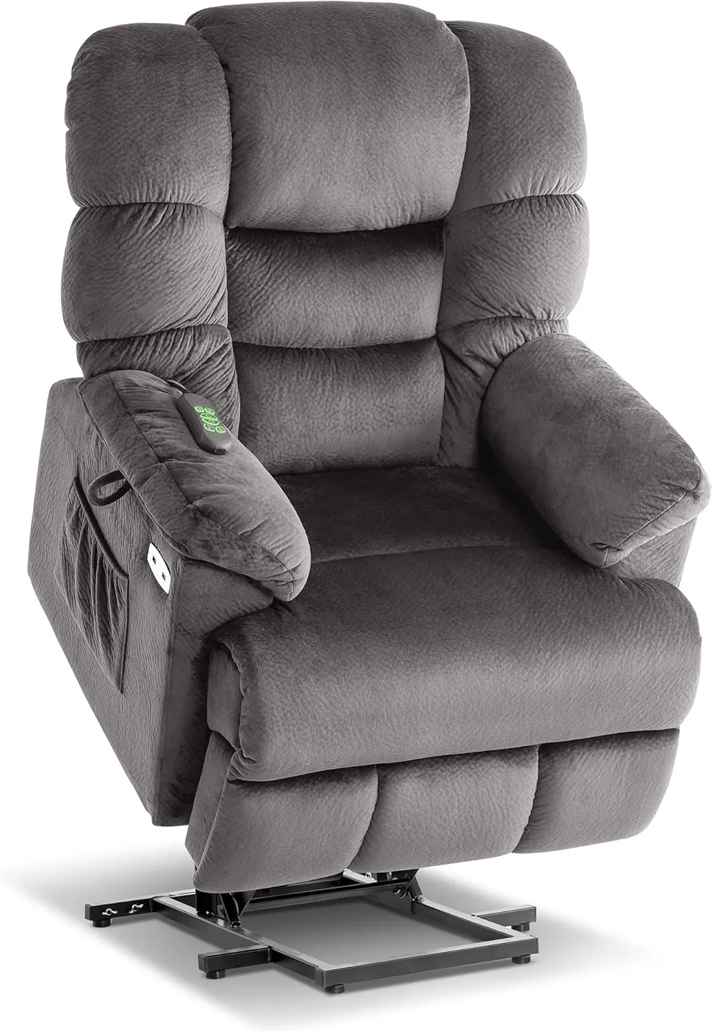 MCombo Lay Flat Dual Motor Power Lift Recliner Chair Sofa with Adjustable Headrest for Elderly People, Infinite Position, Fabric 7630 (Medium, Grey)