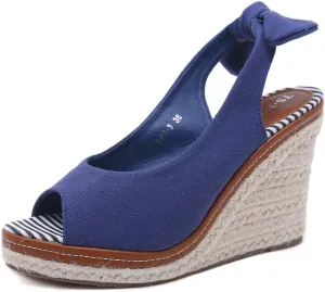 Mei MACLEOD Women's Wedge Sandals Platform Heel Espadrille Sandals Peep Toe Tied Slingback Strap Summer Sandals for Party Vacation