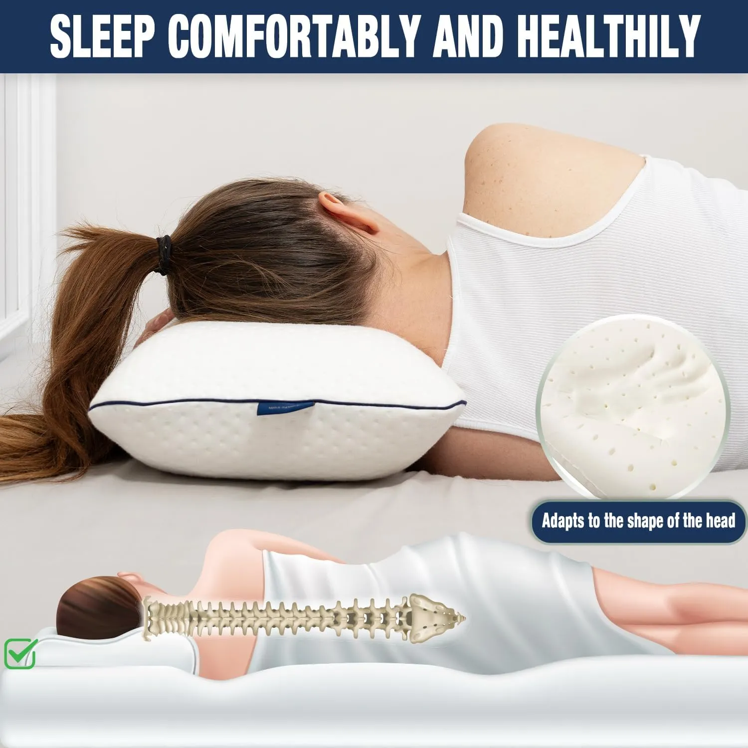 Memory Foam Pillow for Travel and Camping with Extra Cotton Cover – Easy to Carry Portable Bag (White)