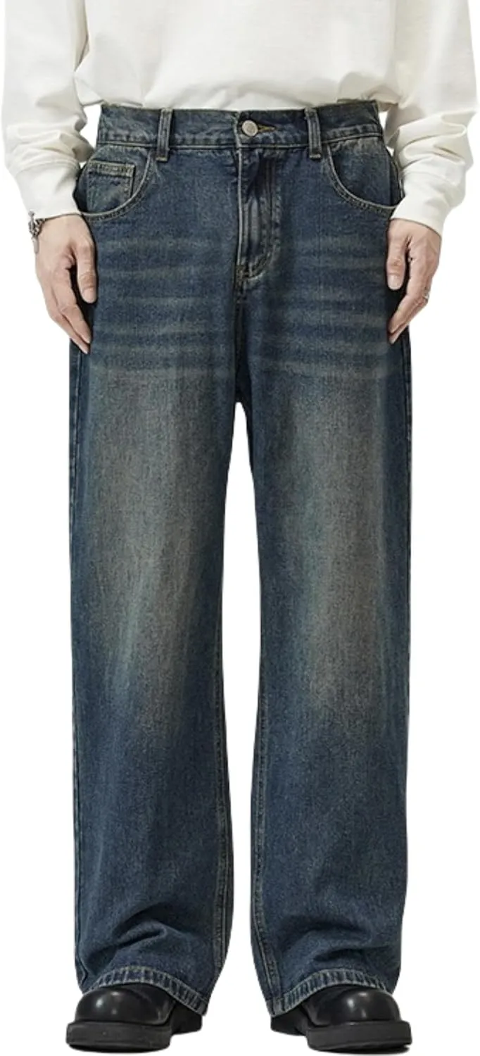 Mens Baggy Jeans Y2k Vintage Skateboard Pants Hip Hop Skater Jeans Loose Fit Pants for Men