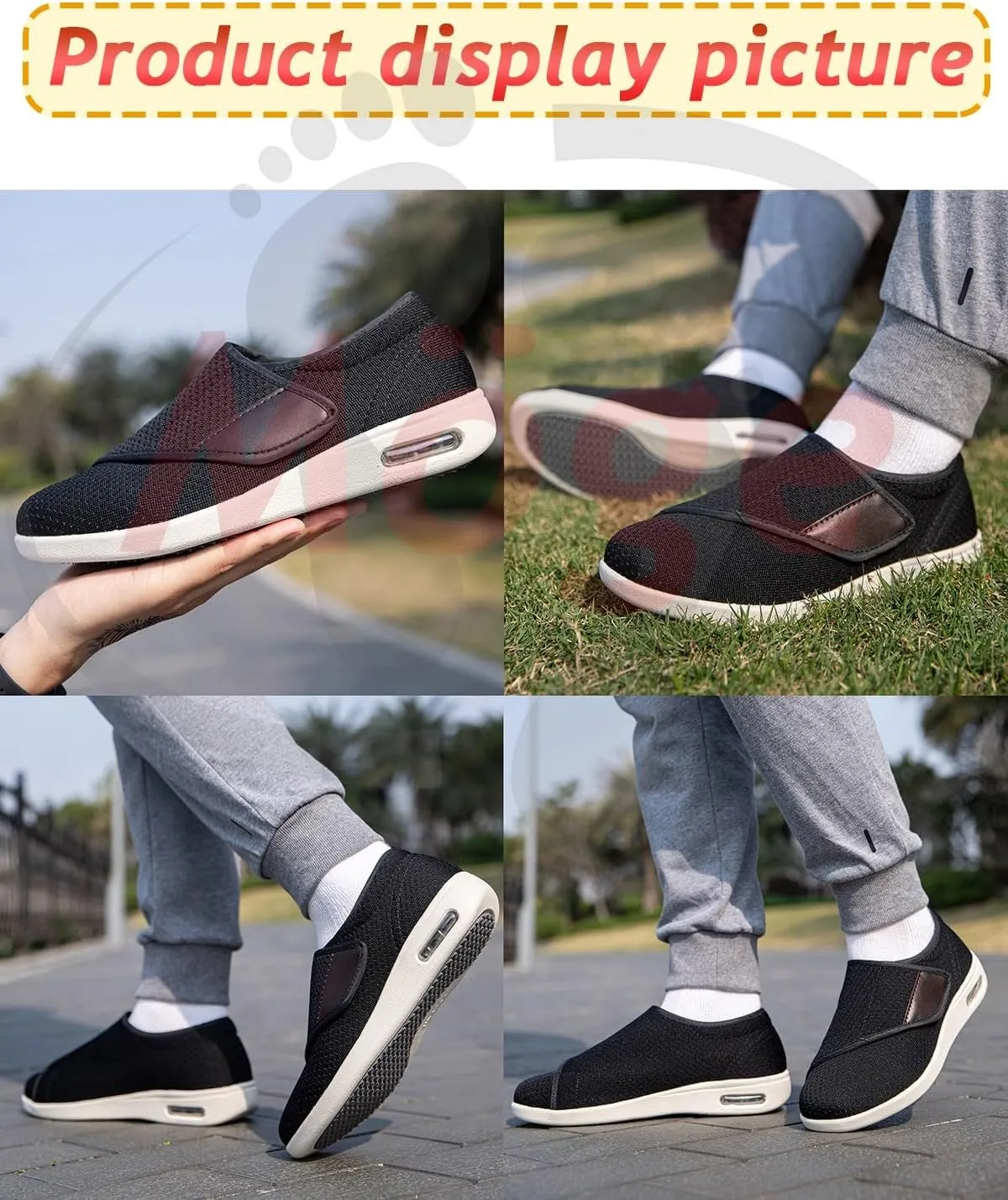 Men's Casual Shoes Slip On Lightweight Sneakers Walking Shoes Lightweight Loafer Slip On Boat Wide Fit Trainers Men with 3 Pairs Insoles Replacement for Elderly Swollen Feet