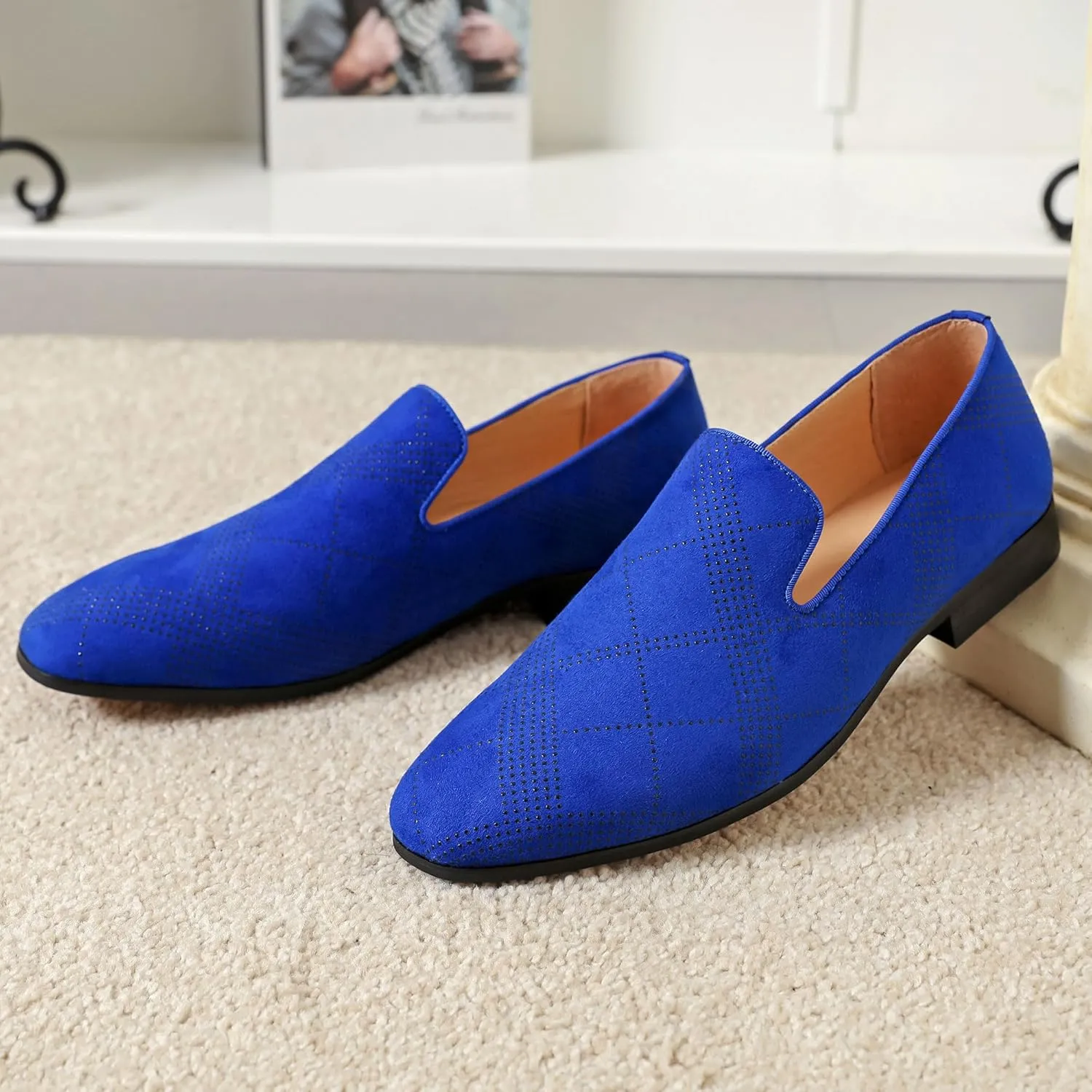 Men's Loafers Mens Slip-on Casual Shoes, Breathable Knit Mesh Fabric Shoes for Men, Driving Fashion Business Woven Shoes