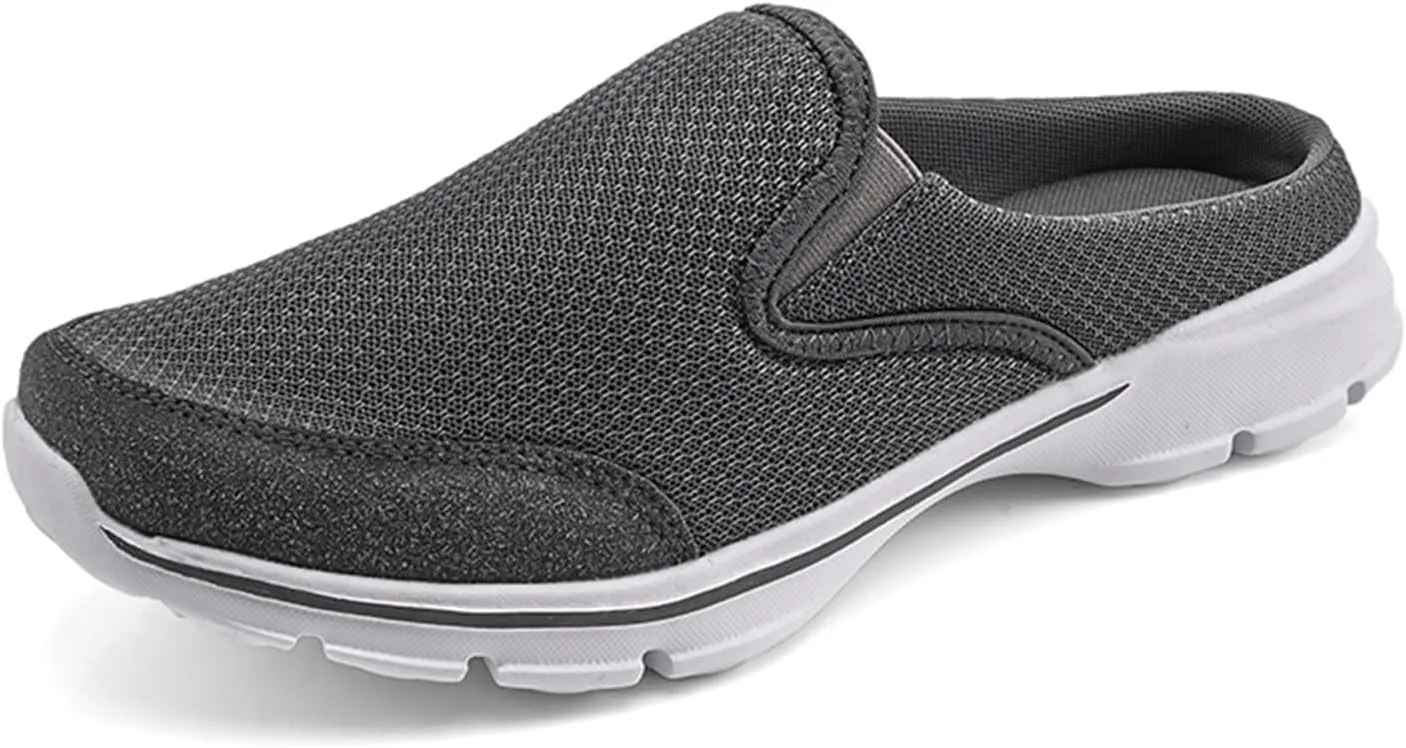 Men's Loafers Walking Driving Shoes Men's Open Back Sneaker Clogs Knit Mules Shoes Lightweight Breathable Slippers