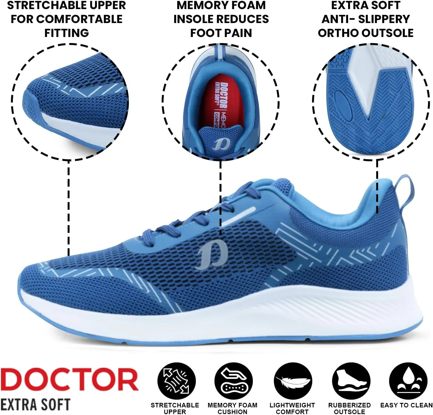 Mens Running Shoe with Memory Foam Insole & Ultrasoft Outsole|Sports,Gym,Training,Walking,Jogging,Casual,Athletics|Lightweight & Comfortable|Slipon Sneaker Lace-Up Gents Boys D-2010