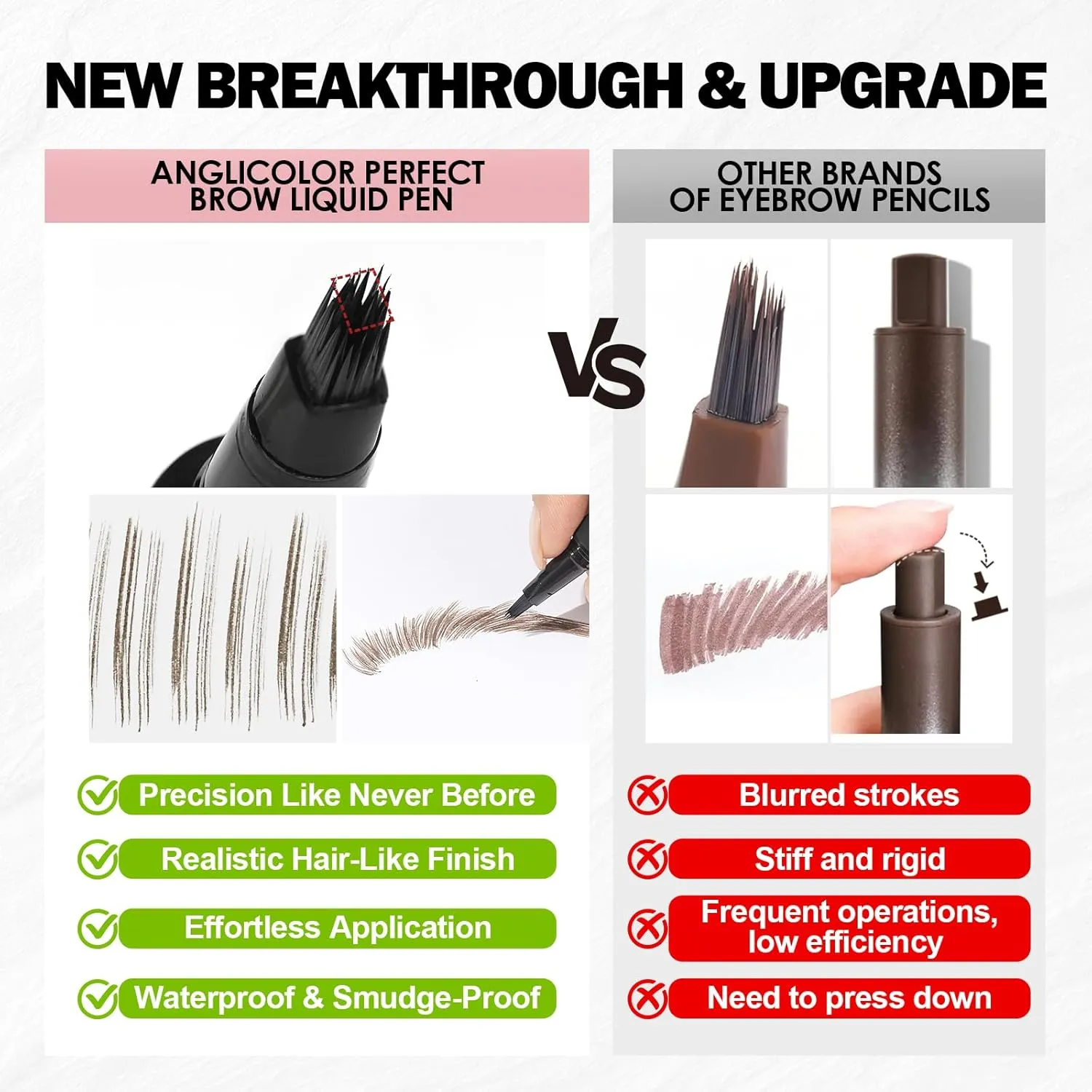 Microblading Eyebrow Pen,Natural Brows Eyebrow Pen,Easy To Color,Long Lasting,Quick Drying,Natural Shaping Outlining Filling Eyebrow Makeup (04 Gray Black)