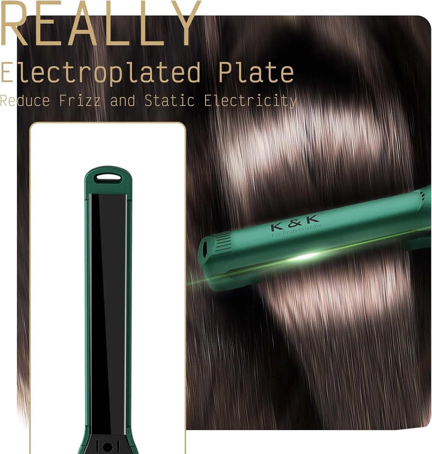 Mini 1/2 inch Flat Iron LED Display Tourmaline Titanium Ceramic Plate 4D 360°Swivel Small Hair Straightener for Woman Short Hair Adjustable Temperature Dual Voltage Auto Shut Off (Green, 0.5 Inch)