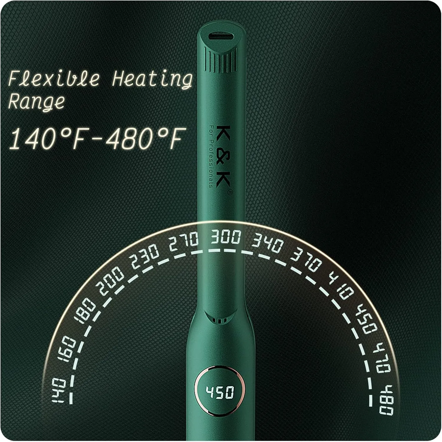 Mini 1/2 inch Flat Iron LED Display Tourmaline Titanium Ceramic Plate 4D 360°Swivel Small Hair Straightener for Woman Short Hair Adjustable Temperature Dual Voltage Auto Shut Off (Green, 0.5 Inch)