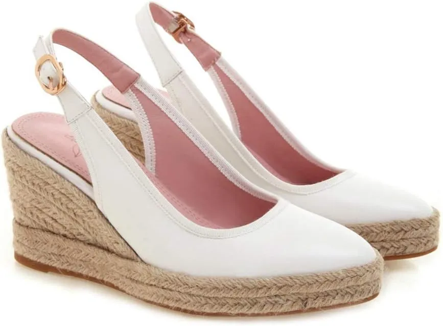 MIOKE Women's Espadrille Wedge Sandals Pointed Toe Slingback Strap Chunky Platform High Heel Dress Shoes