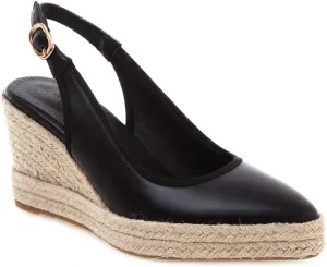 MIOKE Women's Espadrille Wedge Sandals Pointed Toe Slingback Strap Chunky Platform High Heel Dress Shoes
