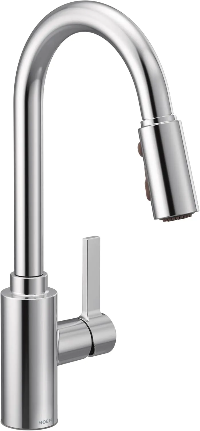 Moen Genta LX Chrome One-Handle Modern Kitchen Faucet with Pull Down Sprayer, Reflex Docking Head, Faucet for Kitchen Sink with Power Boost for a Faster Clean, 7882