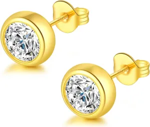 Moissanite Diamond Stud Earrings, 1-2 Carat D Color VVS1 Clarity, Hypoallergenic 925 Sterling Silver with 18K Gold Plating, for Women & Men, Professional Lab Created, GRA Certified Luxury Jewelry Gift