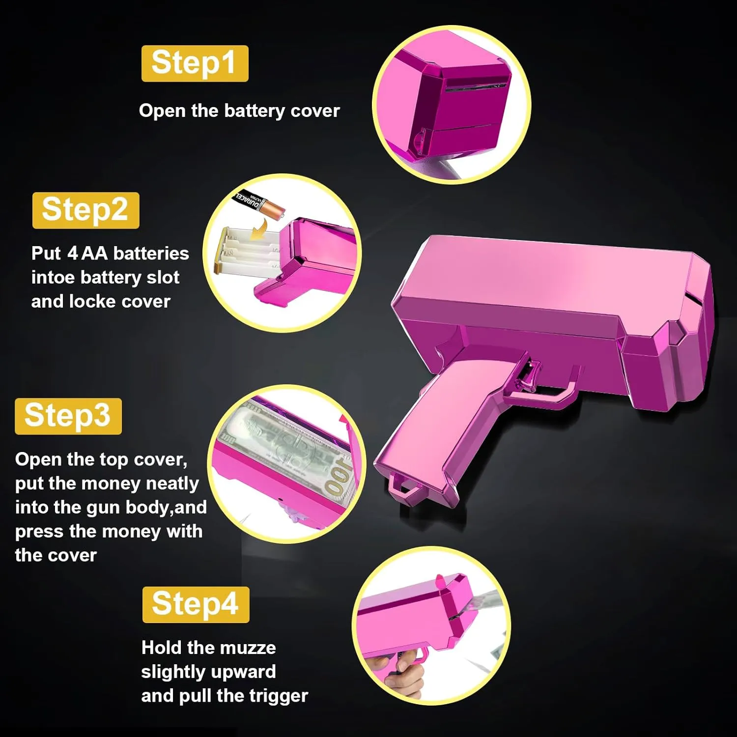 Money Gun Shooter—Gusil Cash Cannon Bills Gun Make It Rain Toy Gun,Handheld Spary Cash Gun for Game Movies Party Supplies