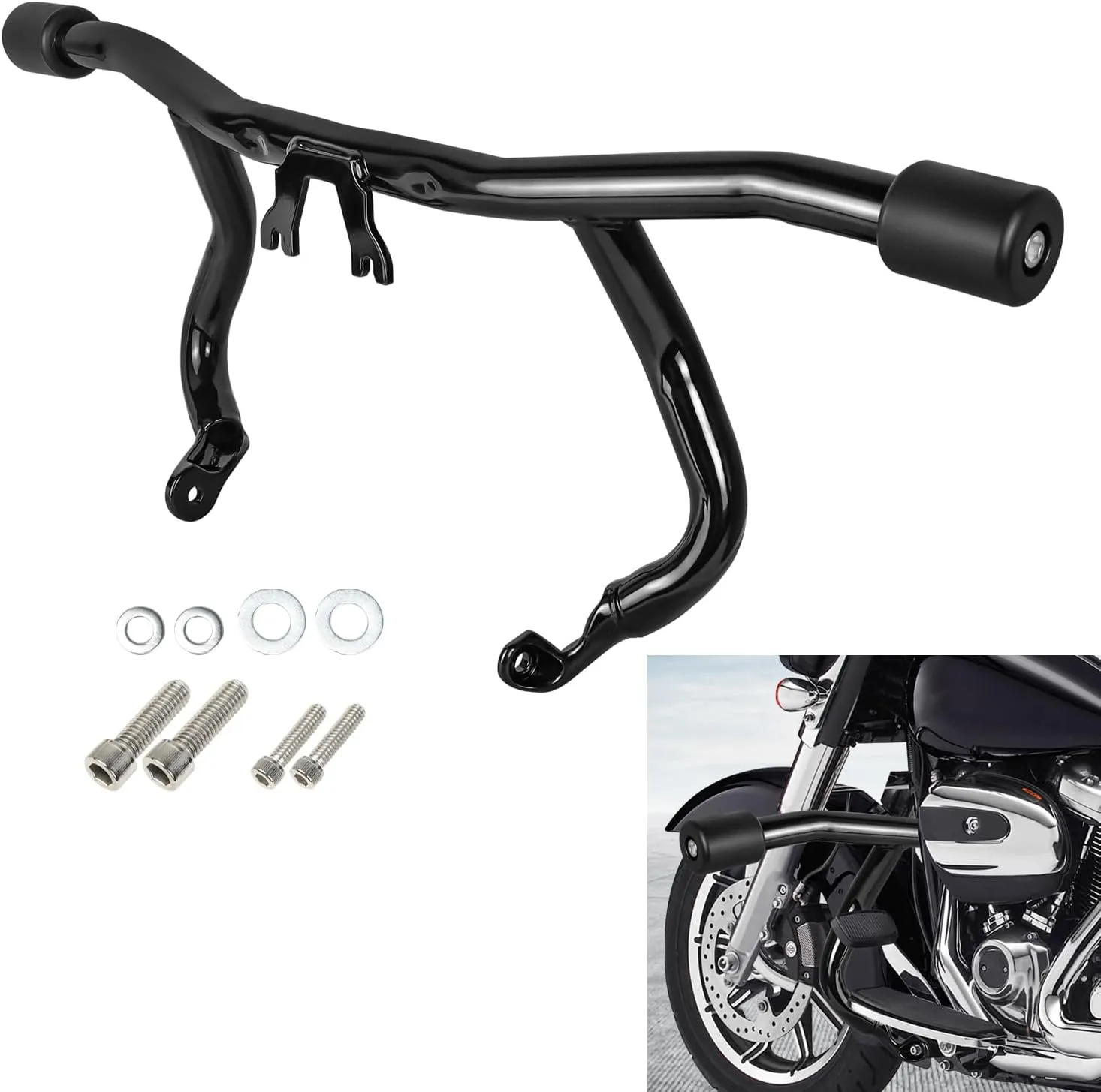 Motorcycle Front Highway Crash Bar Engine Guard Compatible With For Touring Street Glide Road Glide Road King Electra Glide Ultra Limited 2014-2024 Flat-Out Bar Bumper Protector