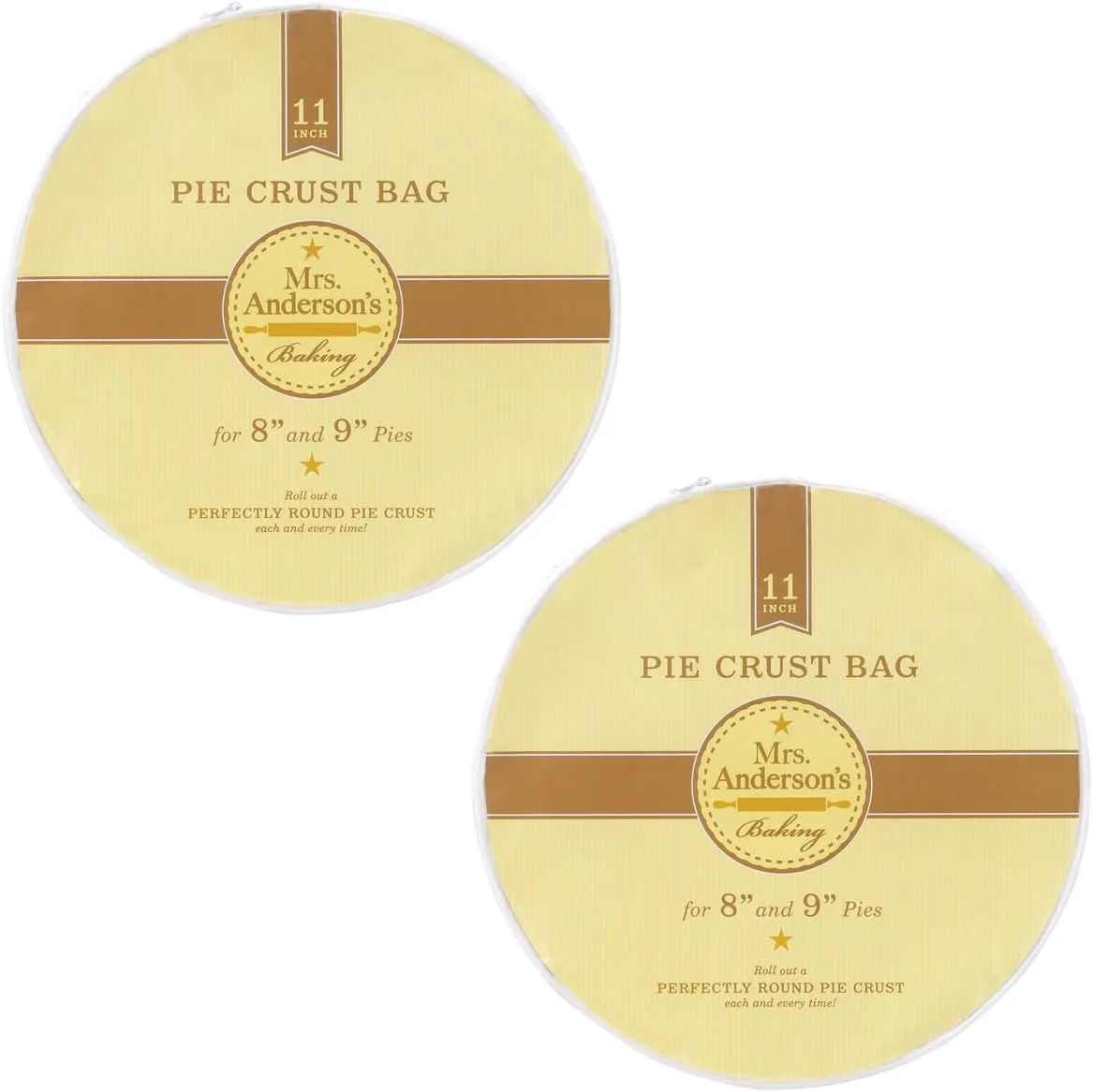 Mrs. Anderson's Baking Easy No-Mess Pie Crust Maker Bag, Rolls 11-Inch Crust For 8 to 9-Inch Pies, Set of 2