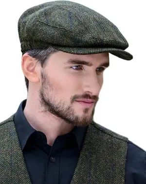 Mucros Weavers Kerry Cap, Irish Hat for Men, Herringbone Wool