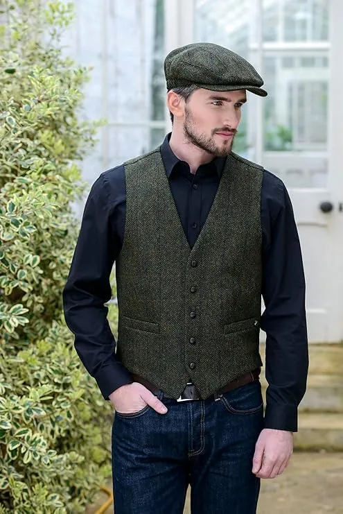 Mucros Weavers Kerry Cap, Irish Hat for Men, Herringbone Wool