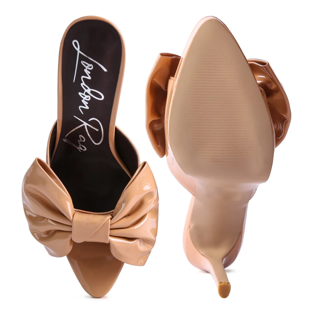 My Time Patent Pu Bow Detail High Heeled Sandal