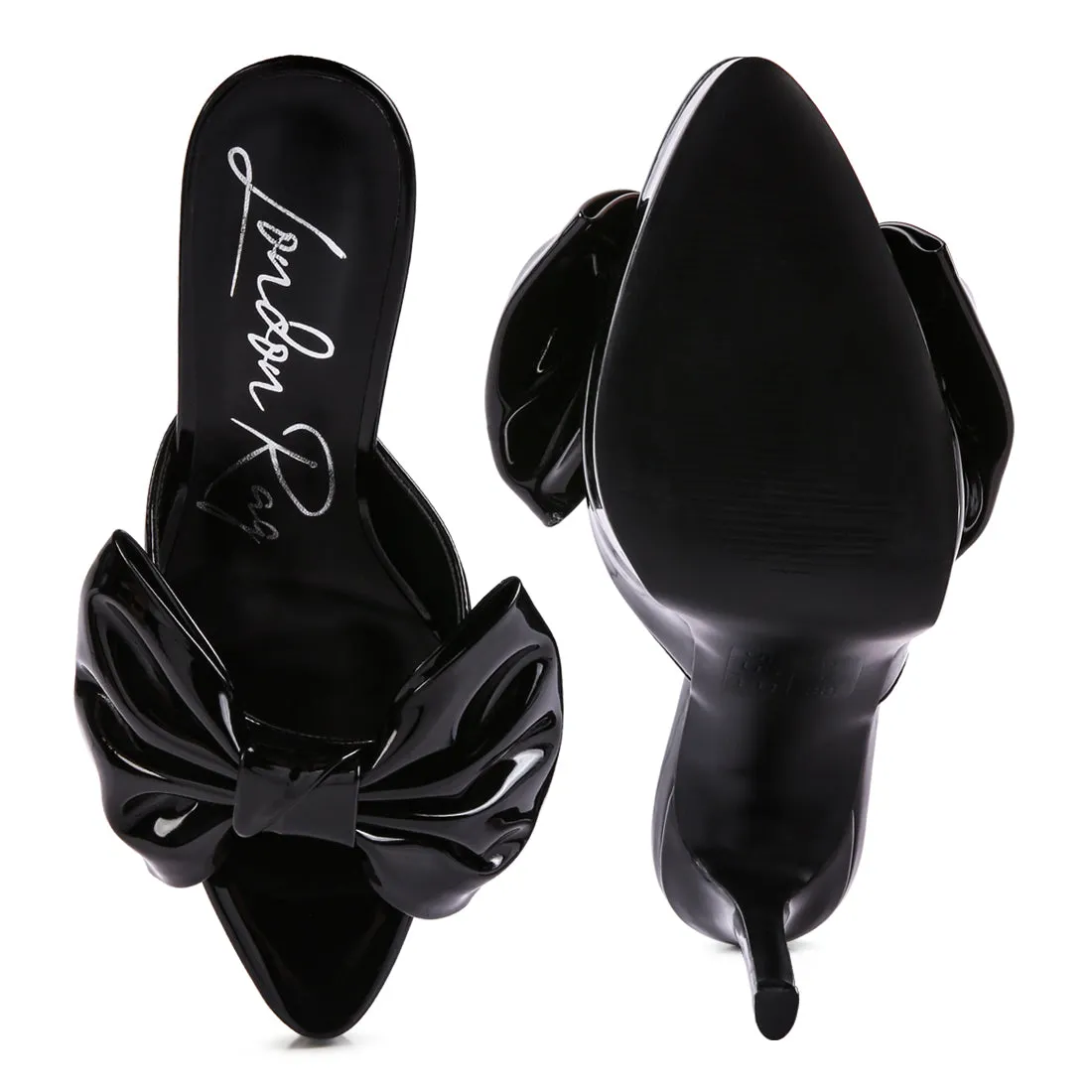 My Time Patent Pu Bow Detail High Heeled Sandal