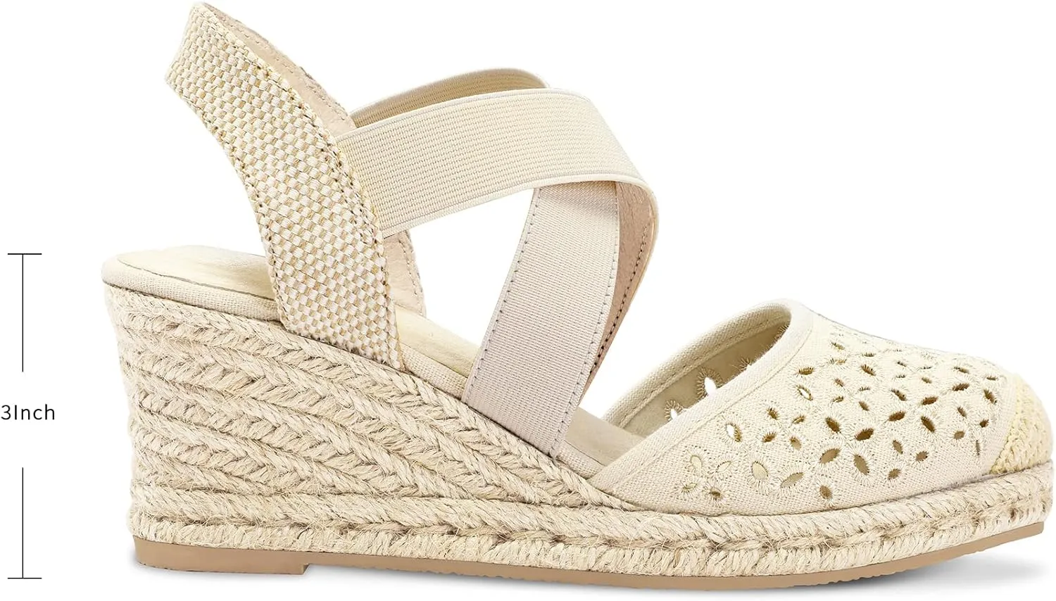 mysoft Women's Closed Toe Crisscross Elastic Ankle Strap Platform Espadrille Wedge Sandals
