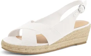 mysoft Women's Espadrille Sandals Low Wedge Platform Open Toe Slingback Ankle Strap Criss Cross Slip On Summer Shoes