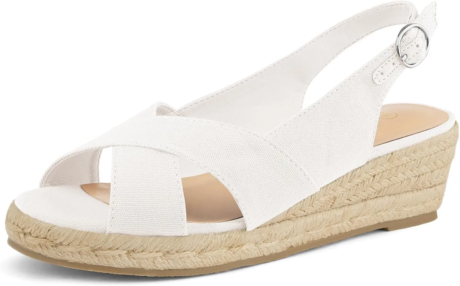 mysoft Women's Espadrille Sandals Low Wedge Platform Open Toe Slingback Ankle Strap Criss Cross Slip On Summer Shoes