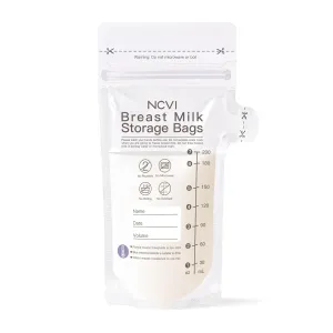 NCVI Breastmilk Storage Bags, 180 Count Milk Storage Bags for Breastfeeding, 7oz Breast Milk Storage Bags with Temp-Sensing, Doubled-Sealed, Hygienically, Self Standing, Easy Pour Spout, BPA Free