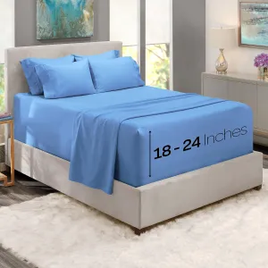 Nestl Extra Deep Queen Sheet Set - 6 Piece Breathable & Cooling Sheets - Hotel Luxury Bedding Set w/18-24 Inch Extra Deep Pockets - Easy & Secure Fit - Super Soft, Wrinkle Free & Comfy - Calm Blue