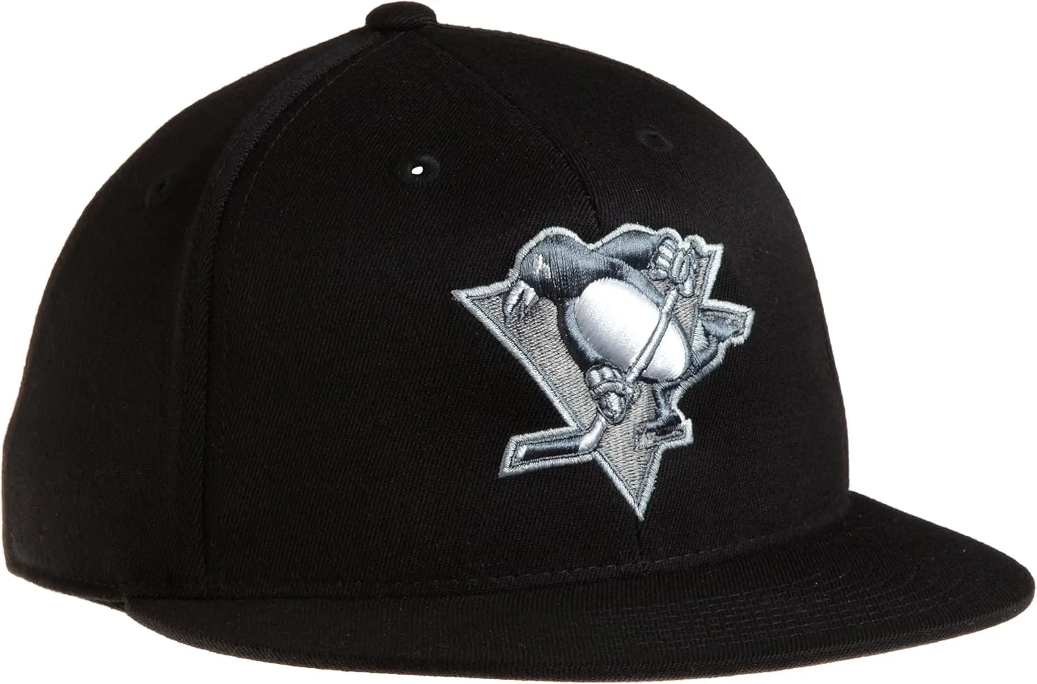 NHL Pittsburgh Penguins Game Day Black Pro Shape Flat Brim Flex Cap- Tx79Z