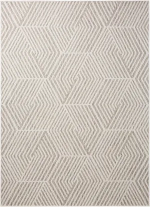 Nicole Miller New York Patio Country Ombre Geo Indoor Outdoor Area Rug, UV Fade Resistant, Low Pile, Grey/Cream, 5'2"x7'2"