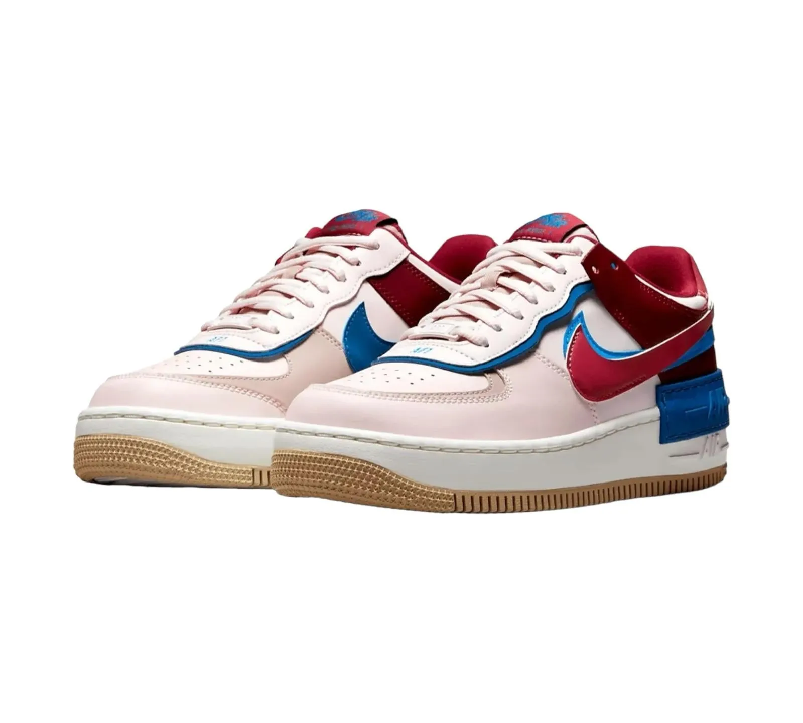 NIKE AIR FORCE 1 LOW SHADOW LIGHT SOFT PINK TEAM RED BLUE